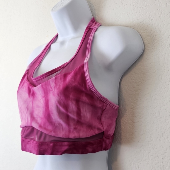 Zyia Active Tie Dye Fuchsia Hendrix Mesh Light n Tight Bra L - Picture 4 of 15